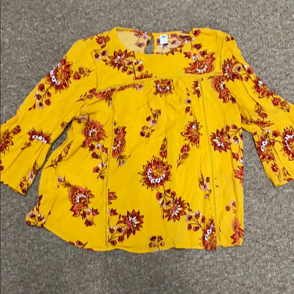 Yellow bell sleeve shirt
